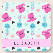 Zeeen, octopus, kwallen, harten, Jouw naam Bier Onderzetter (Voorkant)