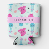 Zeeen, octopus, kwallen, harten, Jouw naam Blikjeskoeler (Voorkant)