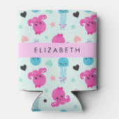 Zeeen, octopus, kwallen, harten, Jouw naam Blikjeskoeler (Achterkant)