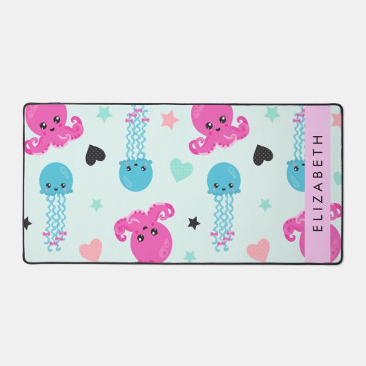 Zeeen, octopus, kwallen, harten, Jouw naam Bureaumat (Voorkant)