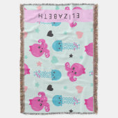 Zeeen, octopus, kwallen, harten, Jouw naam Deken (Voorkant Verticaal)