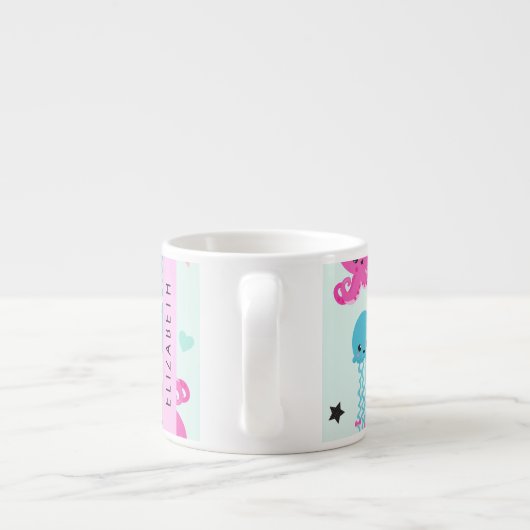 Zeeen, octopus, kwallen, harten, Jouw naam Espresso Kop (Achterkant)