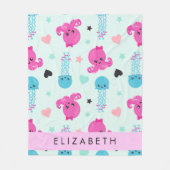 Zeeen, octopus, kwallen, harten, Jouw naam Fleece Deken (Voorkant)