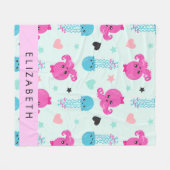 Zeeen, octopus, kwallen, harten, Jouw naam Fleece Deken (Voorkant (Horizontaal))