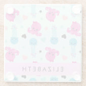 Zeeen, octopus, kwallen, harten, Jouw naam Glazen Onderzetter (Achterkant)