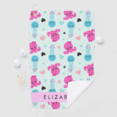 Zeeen, octopus, kwallen, harten, Jouw naam Golfhanddoek (Insitu)