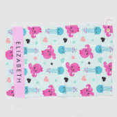 Zeeen, octopus, kwallen, harten, Jouw naam Golfhanddoek (Horizontaal)