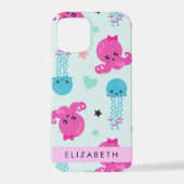 Zeeen, octopus, kwallen, harten, Jouw naam iPhone Hoesje (Achterkant)