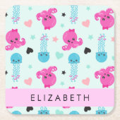 Zeeen, octopus, kwallen, harten, Jouw naam Kartonnen Onderzetters (Voorkant)