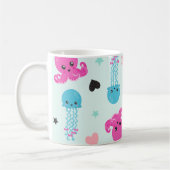 Zeeen, octopus, kwallen, harten, Jouw naam Koffiemok (Links)