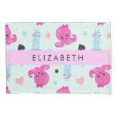 Zeeen, octopus, kwallen, harten, Jouw naam Kussensloop (Voorkant)