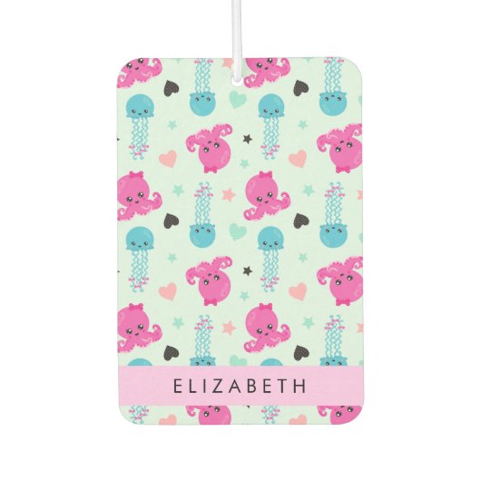 Zeeen, octopus, kwallen, harten, Jouw naam Luchtverfrisser (Voorkant)