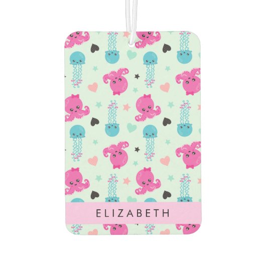 Zeeen, octopus, kwallen, harten, Jouw naam Luchtverfrisser (Achterkant)