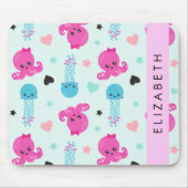 Zeeen, octopus, kwallen, harten, Jouw naam Muismat (Voorkant)