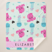 Zeeen, octopus, kwallen, harten, Jouw naam Sherpa Deken (Voorkant)