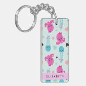 Zeeen, octopus, kwallen, harten, Jouw naam Sleutelhanger (Voorkant Links)