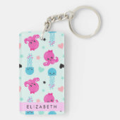 Zeeen, octopus, kwallen, harten, Jouw naam Sleutelhanger (achterkant)