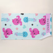 Zeeen, octopus, kwallen, harten, Jouw naam Strandlaken (Voorkant)