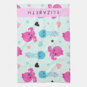 Zeeen, octopus, kwallen, harten, Jouw naam Theedoek (Verticaal)