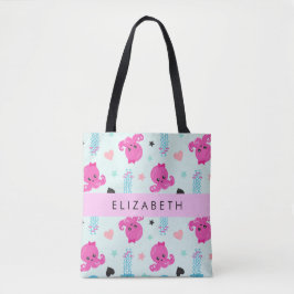 Zeeen, octopus, kwallen, harten, Jouw naam Tote Bag