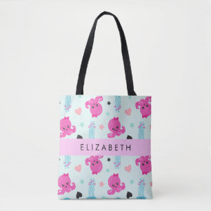 Zeeen, octopus, kwallen, harten, Jouw naam Tote Bag