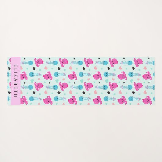 Zeeen, octopus, kwallen, harten, Jouw naam Yogamat (Achterkant (horizontaal))