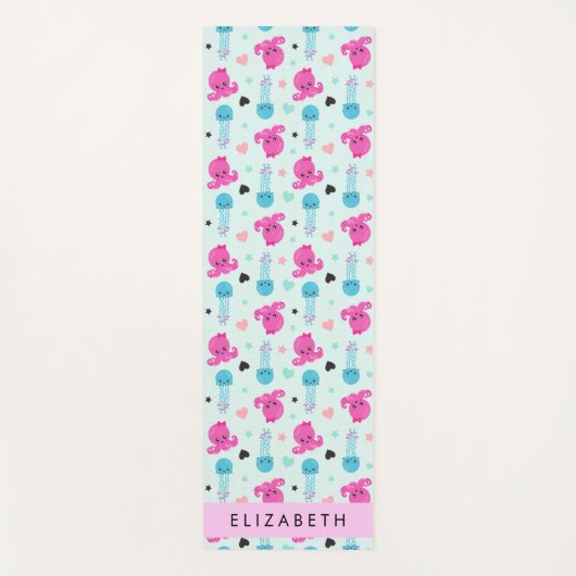 Zeeen, octopus, kwallen, harten, Jouw naam Yogamat (Voorkant)