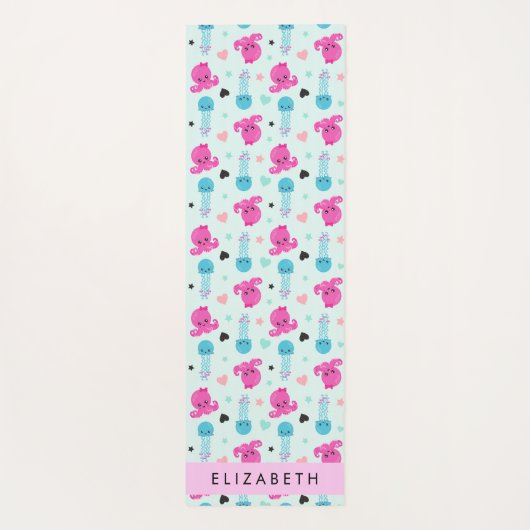 Zeeen, octopus, kwallen, harten, Jouw naam Yogamat (Achterkant)