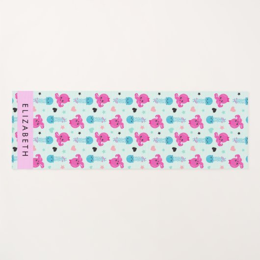 Zeeen, octopus, kwallen, harten, Jouw naam Yogamat (Voorkant (horizontaal))