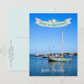 Zeeen op de groeten van Florida Sailboten op de ba Briefkaart (Voorkant / Achterkant)