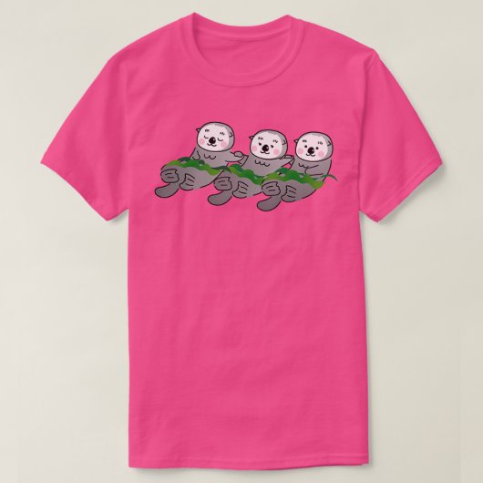 Zeeen otters omwikkeld in kelp en met handen t-shirt (Design voorkant)