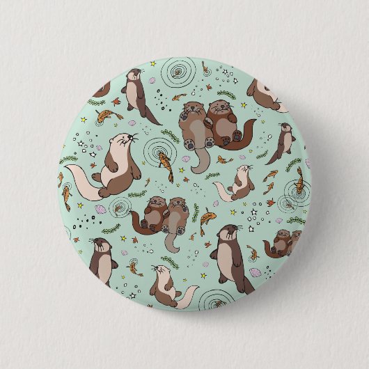 Zeeen otters ronde button 5,7 cm (Voorkant)