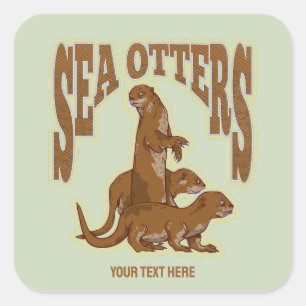 Zeeen otters vierkante sticker