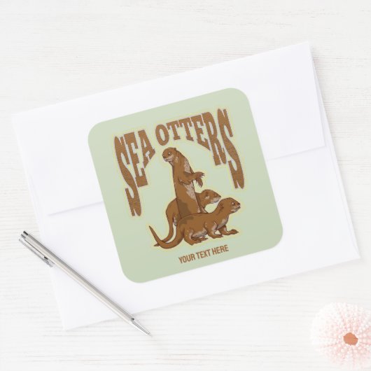Zeeen otters vierkante sticker (Envelop)