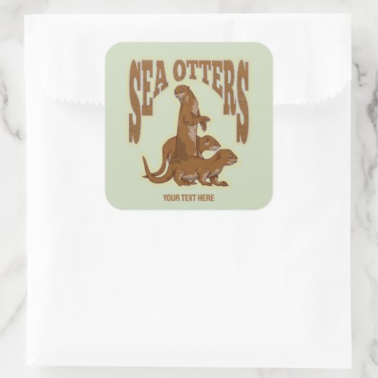 Zeeen otters vierkante sticker (Tas)