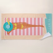 Zeeen overdag | Beach Beauty Sunbading Custom Name Strandlaken (Voorkant)