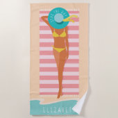 Zeeen overdag | Beach Beauty Sunbading Custom Name Strandlaken (Voorkant)
