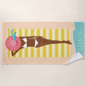 Zeeen overdag | Beach Beauty Sunbading Custom Name Strandlaken (Voorkant)