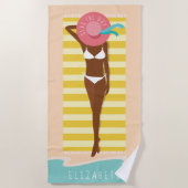 Zeeen overdag | Beach Beauty Sunbading Custom Name Strandlaken (Voorkant)