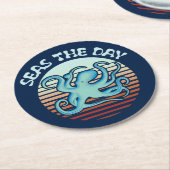 Zeeen overdag | Summer Vibes Octopus Ronde Kartonnen Onderzetter (Gebogen)