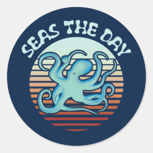 Zeeen overdag   Summer Vibes Octopus Ronde Sticker
