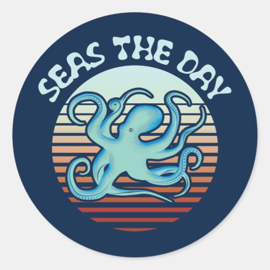 Zeeen overdag | Summer Vibes Octopus Ronde Sticker (Voorkant)