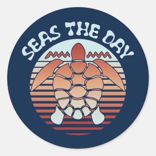 Zeeen overdag | Summer Vibes Turtle Ronde Sticker (Voorkant)
