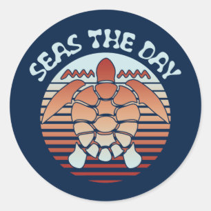Zeeen overdag Summer Vibes Turtle Ronde Sticker
