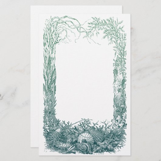 Zeeen planten en schalen briefpapier (Voorkant / Achterkant)