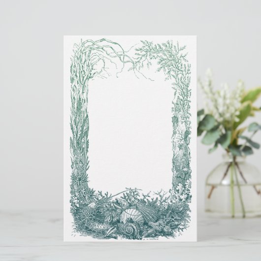 Zeeen planten en schalen briefpapier (Staand voorkant)