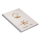 Zeeen schaal Parel beige sint-jakobsschelpen monog Notitieboek (Rechterzijde)