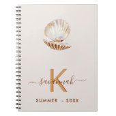 Zeeen schaal Parel beige sint-jakobsschelpen monog Notitieboek (Voorkant)