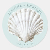 Zeeen schaal | strandbruiloft ronde sticker (Voorkant)