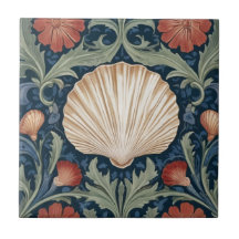 Zeeen schaal William Morris stijl Nautisch botanis